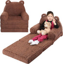 Foldable Sofa for Kids, Sherpa Teddy Bear Toddler Couch With Tri Folding Foam Cushions, Comfy for Ages 3-6 by TinyTreasures Baby Boutique