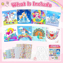 Gem Art Sticker Kit, Arts and Crafts for Kids Age 4-12, 8 Unicorn Princess Themes Diamond Art Kit, Gemstone Sticker Crafts Christmas Birthday Gifts for Girls Ages 4,5,6,7,8 Year Old (Pink-Unicorn) by TinyTreasures Baby Boutique