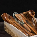 Wooden Kitchen Utensils Set, Teak Wood Cooking Spoons for Non-Stick Pans, 8 Pieces by CozyNest Decor