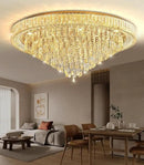 Modern Crystal Chandeliers LED Dimmable Flush Mount Ceiling Chandeliers for Living Room High Ceiling Entrance Foyer Lobby Bedroom Gold by CozyNest Decor