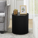AVZEAR Small Round Side Table Fluted Night Stand Set of 2, Mid Century Modern End Table with Storage, Circle Bedside Tables Wood Nightstands for Small Spaces, Living Room, Bedroom (Black) by CozyNest Decor