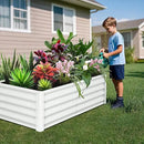 Galvanized Raised Garden Bed Outdoor, 2 Pcs 6x3x1.5FT Outdoor Large Planter Raised Beds Open Base with Safety Edge and Glove for Vegetables Flowers Ground Planter, White by CozyNest Decor