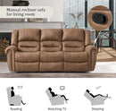 CANMOV Faux Leather Manual Recliner Sofa Set, Manual Recliner Chair, Reclining Loveseat and 3-Seat Sofa for Living Room,Bedroom Furniture, Office,Nut Brown by CozyNest Decor