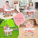 Portable Baby Booster Seat with Tray, Toddler Booster seat for Dining, Camping, Travel, Baby Beach Chair 6 Months to 3 Years Old Indoor Outdoor Use Pink by TinyTreasures Baby Boutique