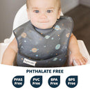 Tiny Twinkle Mess Proof Baby Bibs for Eating - Waterproof, Wipeable Bibs - Toddler Bibs - Travel Friendly - PFAS, PVC, BPA, Phthalate Free - Baby Food Bibs(3 Pack, Space) by TinyTreasures Baby Boutique