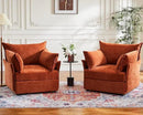 Oversized Accent Chair, Upholstered Modern Sofa Chair with Removable Backrest & Detachable Cover, 24.5" Deep Seat Large Reading Armchair for Living Room Bedroom - Chenille Terracotta Set of 2 by CozyNest Decor