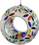 Sunnydaze 6-Inch Glass Mosaic Hanging Bird Feeder for Outdoors - Fly-Through Wild Bird Feeder - Rainbow Daisies by GreenHaven Gardens