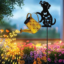 Solar Lights Outdoor Decorative, Watering Can with Cascading Lights, with Dog Silhouette Garden Stakes, Waterproof Metal Garden Decor for Yard Art, Outside, Patio, Lawn Ornaments(1 Pack) by CozyNest Decor