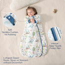 Baby Sleep Sack 12-18 Months, Cotton Detachable Long Sleeve Sleep Sack, 1.0 Tog Toddler Sleeping Sack with Temperature Strips, 2-Way Zipper Wearable Blankets for Newborns, Dinosaur by TinyTreasures Baby Boutique