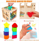 Montessori Toys for 1+ Year Old, Wooden Sorter Cube with 8pcs Rattling Shapes, Developmental Learning Toy Gifts for Baby Toddler Boys Girls, Gift Packaging by TinyTreasures Baby Boutique
