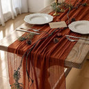 3pcs Fall Terracotta Table Runner Rust Gauze Rustic Cheesecloth 120 Inch 10 FT for Wedding Baby Shower Bridal Shower Birthday Engagement Garden Party Sheer Boho Thanksgiving Decorations by CozyNest Decor