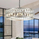16” 4-Light Modern Crystal Chandeliers Nickel Dinning Room Light Fixture, Round Pendant Light Kitchen Island Chandelier, Flush Mount Ceiling Light for Living Room Entryway Bedroom Foyer by CozyNest Decor