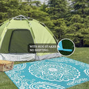 Pauwer Waterproof Outdoor Rug 5x8, Reversible Plastic Straw Patio Camping Rug, Indoor Outdoor RV Mat Carpet for Deck, Camper, Porch, Balcony, Backyard, Picnic, Boho Teal by GreenHaven Gardens