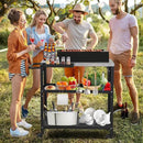 Outdoor Grill Cart Table,Indoor and Outdoor Pizza Oven Table,with 4 Movable Total Lock Casters, Hooks, Side Handle Multifunctional (Stainless Steel Table) by CozyNest Decor