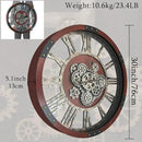30Inchs Moving Gears Wall Clock, Oversized Wall Clocks, Clock Living Room Decor, Solid Wood Frame, Battery Operated, Large Wall Clock with Steampunk Industrial for Fireplace(Black Walnut) by CozyNest Decor