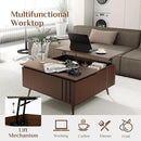 36.2" Lift Top Coffee Table with Storage, Large Square Coffee Tables with Hidden Compartment, Mid Century Modern Center Table for Home Office,Living Room,Dark Walnut by CozyNest Decor