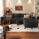 ovios 104" Cloud Sectional Couch with L-Shape Chaise,Modern Modular Sofa with Deep Seat, Upholstered Couches for Living Room Bedroom,No Assembly Required, Grey (Plush Corduroy Fabric) by CozyNest Decor
