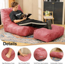 Bean Bag Chair with Ottoman, Comfy Bean Bag Sofa with Memory Foam, Lazy BeanBag Sofa with Footstool, Fireside Bean Bag Couch for Living Room, Bedroom, Apartment by TinyTreasures Baby Boutique