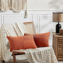 Fancy Homi Set of 2 Burnt Orange Long Lumbar Decorative Throw Pillow Covers 12x24 Inch for Living Room Couch Bed, Boho Farmhouse Fall Home Decor, Soft Corduroy Corss Textured Cushion Case 30x60 cm by CozyNest Decor