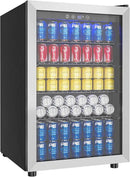 EUHOMY 4.5 Cu.ft Beverage Refrigerator and Cooler, 145 Can Mini fridge with Glass Door for Soda Beer Wine, Small Drink Dispenser with Digital Adjustable Thermostat for Home Office Bar by CozyNest Decor