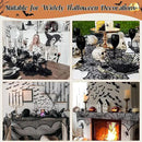 3 Pack Halloween Decorations Sets, Black Lace Spider Webs Table Runner & Halloween Cobweb Fireplace Scarf with 120 pcs 3D Bat for Halloween Indoor Decors Party Supplies by CozyNest Decor