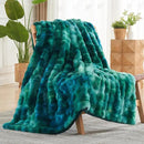 NEWCOSPLAY Faux Fur Twin Blanket Tie-dye Dark Teal Luxury Fluffy Thick Warm Bubble Blanket for Couch Sofa Bed 700GSM (Tie-dye Dark Teal, Twin(60"x80")) by CozyNest Decor