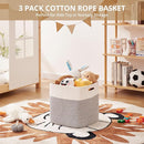 OIAHOMY 13 Kallax Inch Cube Storage Bins, 3-Pack Cotton Rope Woven Baskets for Organizing, Kallax Insert Storage Baskets for Shelves, Baby Nursery, Closet Organizer, 13*13*12.6IN, Grey & White by TinyTreasures Baby Boutique