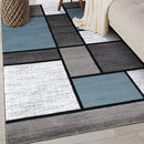 Rugshop Contemporary Modern Boxes for Home Office,Living Room,Bedroom,Kitchen Non Shedding Area Rug 4' x 6' Blue by TinyTreasures Baby Boutique