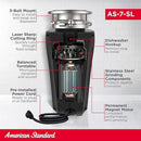 American Standard 10-US-AS-7-SL Garbage Disposal Anti-Jam Stainless Steel Food Waste Grinding System, Slim Line, 3/4 HP, Black by CozyNest Decor