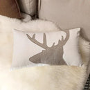 Lumbar Pillow Covers 12x20 Inches Deer Decorative Cotton Linen Deer Head Throw Lumbar Waist Embroidered Cushions Covers for Couch Sofa Bedroom White by CozyNest Decor