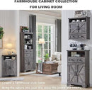 Bathroom Floor Cabinet, Farmhouse 24" Wide Cabinet with Drawer, Adjustable Shelf, Barn Doors, Cabinets for Bathroom, Kitchen, Living Room, Grey Wash by CozyNest Decor