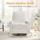 Power Swivel Glider Recliner Chair, Electric Nursery Rocker Recliner Chair, USB & Type-C Charger, Boucle White by TinyTreasures Baby Boutique
