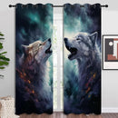 Forest Wildlife Blackout Curtains for Boys Girl Bedroom Decor,Blue Fantasy Starry Sky Howling Wolf Thermal Insulated Grommet Drapes Darkening Window Curtain for Living Room Home 84x84 inch by TinyTreasures Baby Boutique