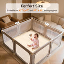 Baby Play Mat 47x47 Inches, Extra Thick 1.2" Foam Floor Mat for Tummy Time & Crawling, Waterproof Non-Slip Faux Leather Playpen Mat for Infants Toddlers, Indoor Outdoor Gym Activity, Beige by TinyTreasures Baby Boutique