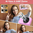 Digital Camera, 4K 64MP, 18X Zoom, Point and Shoot Digital Camera with 64GB TF Card & 2 Batteries, Portable Rechargeable Small Camera for Kids Teens Adult, Purple by TinyTreasures Baby Boutique