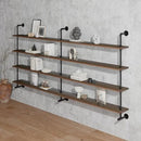 Industrial Pipe Wall Shelves Pipe Shelving with Real Wood Plank,60 Inches Floating Shelves for Wall Farmhouse Pipe Book Shelves Dark Brown 4 Tier for Kitchen,Living Room Decor and Bar Shelving by CozyNest Decor
