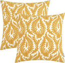 HWY 50 Mustard Yellow Decorative Throw Pillow Covers 18x18 Inch, Pack of 2 Embroidered Cotton Farmhouse Cushion Cover Pillow Case for Sofa Couch Living Room Bed Bedroon, Accent Branches by CozyNest Decor