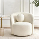 KINWELL Sherpa Swivel Barrel Chair & Round Ball Pillow Set - 34" Wide Modern Boucle Accent Chair with 9” Matching Nordic Decorative Throw Pillow for Living Room and Bedroom(Cream) by CozyNest Decor