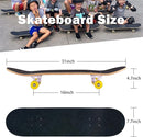 Skateboard,31 x 8 Inch Complete Skateboard, 8-Layer Maple Wood Deck Double Kick Standard Skateboards for Kids, Teens, Adult, Beginner by TinyTreasures Baby Boutique