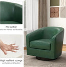 Swivel Barrel Accent Chair, Modern Round Faux Leather Arm Chair for Living Room, Bedroom, Comfy Club Reading Chairs for Adults(Faux Leather, Green, Set of 2) by CozyNest Decor