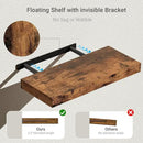 Floating Shelves for Wall, 16 inchs x 6.7” deep x 1.4” Bathroom Shelf Bedroom, Living Room, Kitchen, Farmhouse Decor, Rustic Wood Wall Shelves with Invisible Brackets - Set of 2, Rustic Brown by CozyNest Decor