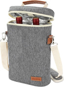 ZORMY 2 Bottle Insulated Wine Tote Bag, Wine Carrier Travel Padded Cooler Bag with Shoulder Strap & Corkscrew Opener, Perfect Wine Lover's Gift, Great for Picnics Grey by TinyTreasures Baby Boutique