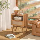 Lerliuo Rattan Nightstands Set of 2, Side Table with Drawer, Cane Accent Bedside End Table with Solid Wood Legs, Mid Century Modern Night Stand for Bedroom, Dorm and Small Spaces (Tea Brown) by CozyNest Decor