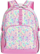 Choco Mocha Cheetah Backpack for Girls, Elementary School Backpack for Girls Ages 6-8 Kids Kindergarten Backpack Bookbag 17 Inch with Chest Strap, Pink Purple by TinyTreasures Baby Boutique