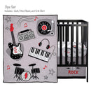 Lambs & Ivy Rock Star Musical Instruments 3-Piece Baby Crib Bedding Set - Gray by TinyTreasures Baby Boutique
