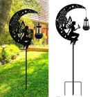 Solar Angel Garden Outdoor Stake Holding Solar Lantern Outdoor Decor Metal Large Angel Sitting Moon Silhouette Stakes for Garden Lawn Patio or Courtyard by GreenHaven Gardens