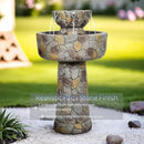 SunJet 25.7” High x 15.3” Diameter Concrete Bird Bath with Faux Stone Finish - Outdoor Water Fountain with Electric Pump - Birdbath for Garden, Patio, Yard, Lawn Décor by GreenHaven Gardens