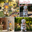 Solar Retro Cat Statue Outdoor - Resin Garden Outside Decorations with Butterfly for Patio,Balcony,Yard,Birthday Gardening Gifts for Women Mom by GreenHaven Gardens