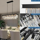 Crystal Chandeliers for Dining Room Light Fixtures Over Table，15-Lights Black Modern Rectangle Chandeliers for Kitchen Island Bar L40 Inch by CozyNest Decor