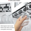 Wine Glass Rack - Under Cabinet Stemware Wine Glass Holder Glasses Storage Hanger Metal Hanging Organizer for Bar Kitchen 4 Rows Black by CozyNest Decor
